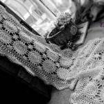 Ecru Vintage Hand Crochet Scallop Edge Lace Table..
