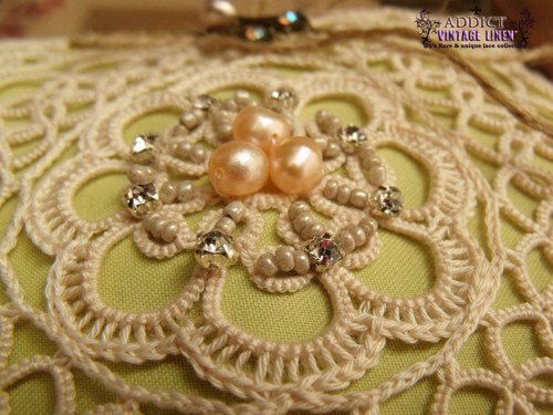 Wedding Ring Bearer Pillow Unique Antique Lace~shabby~pastel Green